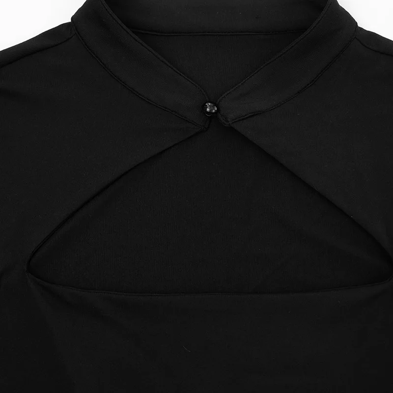 2026 Neu eingetroffen: Sexy figurbetontes Kleid mit Ausschnitt am Kragen, langen ausgestellten Ärmeln und schmaler Bleistift-Mini-Silhouette – perfekt für Club, Party und besondere Anlässe – Detail 13