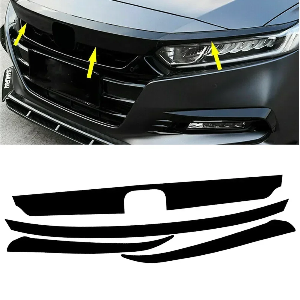 Black Front Grille Chrome Delete Blackout Precut Vinyl Trim For Honda Accord 2018-2020 Car Sticker USEFUL