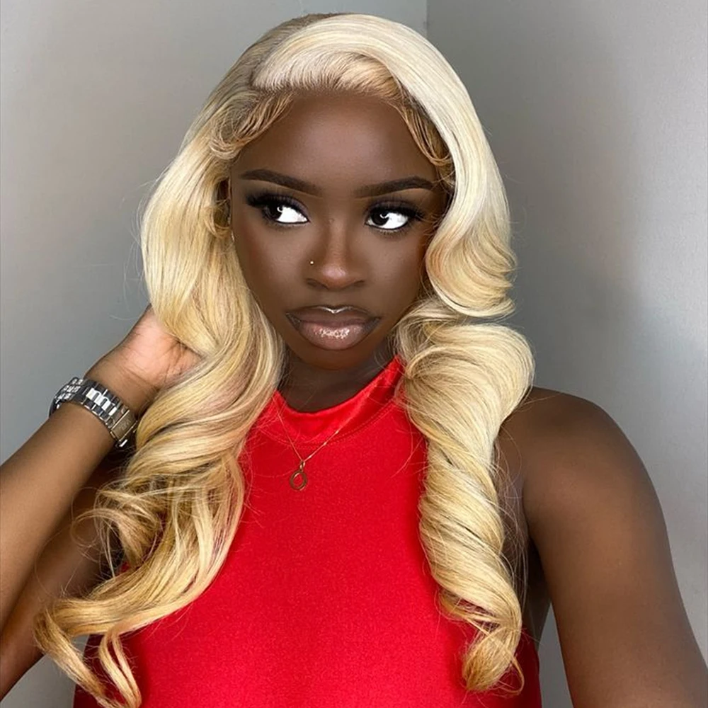 

28Inch 613 Body Wave Blonde 13x6 Hd Lace Frontal Human Hair Wig Brazilian Color Water Wave Lace Front Wig For Women 180% Density