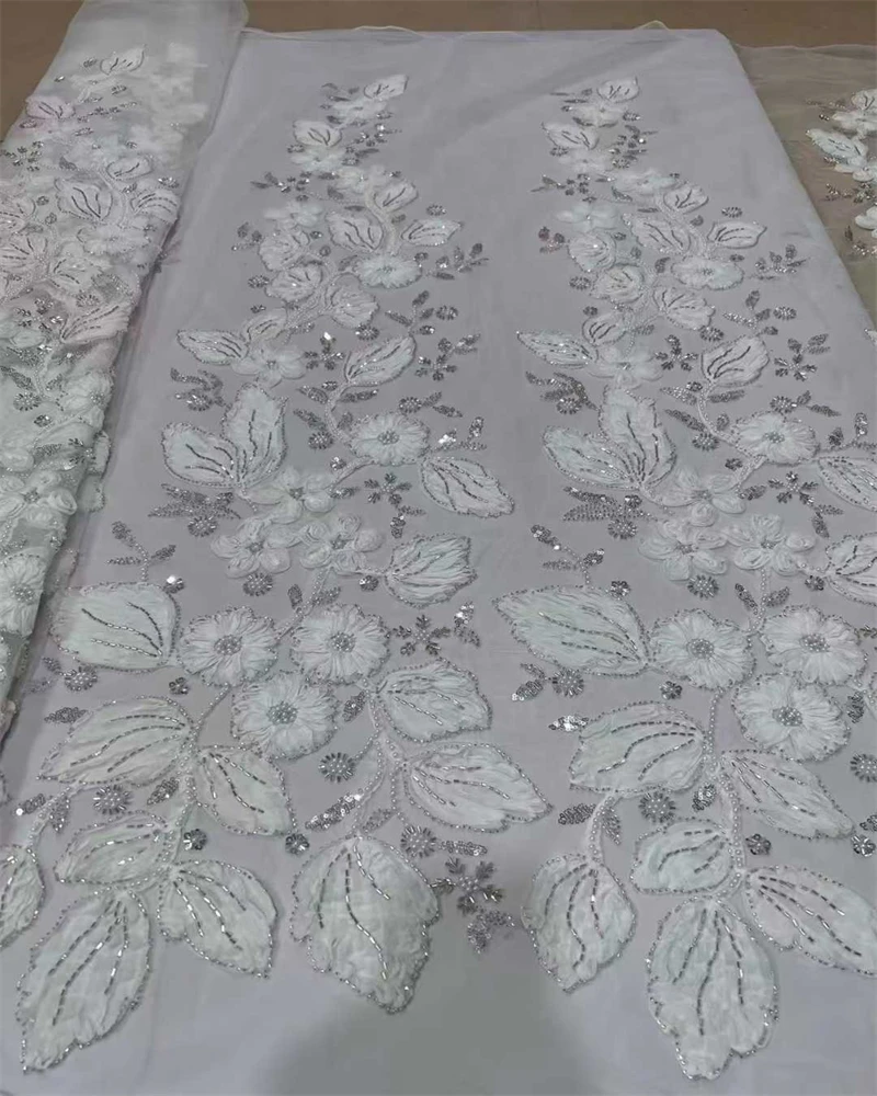 قماش دانتيل تول أفريقي 2025 قماش ترتر شبكي فرنسي خياطة تطريز مع خرز دانتيل تول شبكي فستان نيجيريا