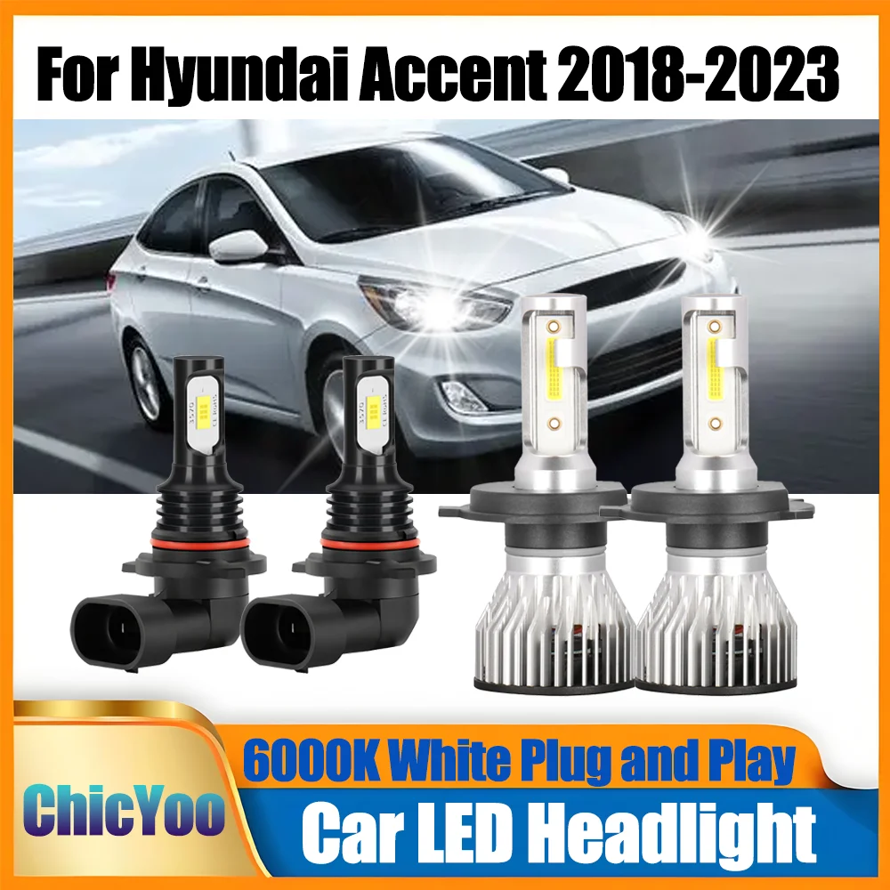

Светодиодные фары (ближний/дальний свет) Canbus без ошибок, 6000K, белые, турбо-фары, мощные светодиодные противотуманные фары для Hyundai Accent 2018-2023