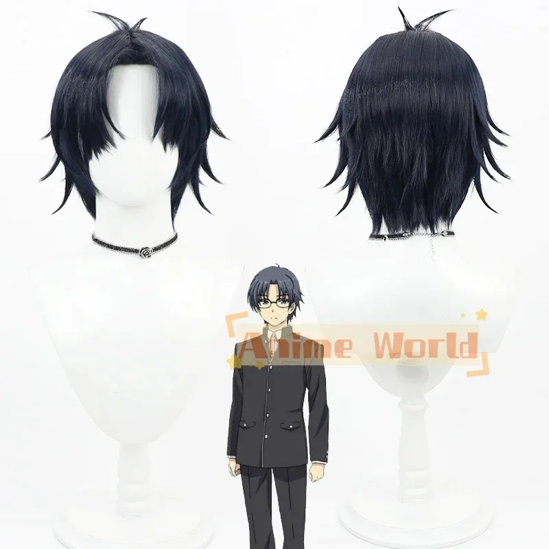 Anime Charlotte Jojiro Takajo Cosplay Short Dark Blue Synthetic Hair Heat Resistant Halloween Role Play Party