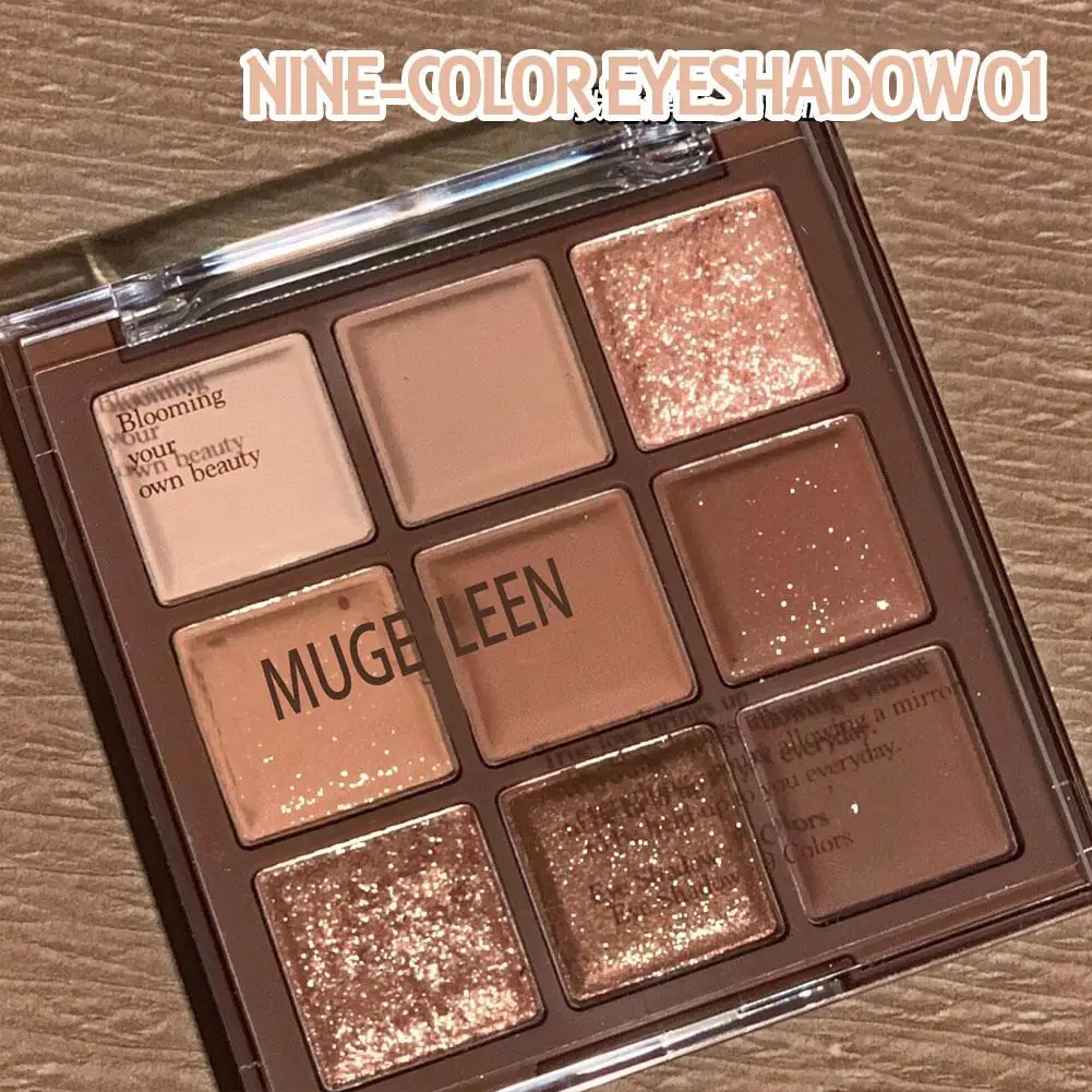 9-kleuren oogschaduwpalet chocoladebruin parelachtig mat glitter glanzende oogschaduw waterdichte langdurige make-up cosmetica