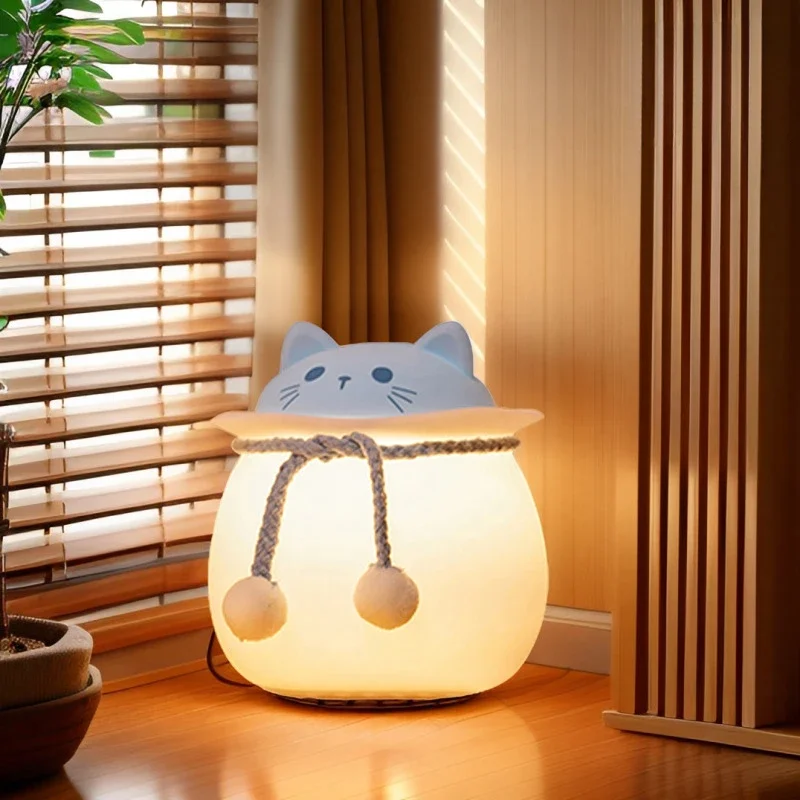 Colorful LED Cat Rabbit Silicone Night Light Bedroom Living Room Atmosphere Light