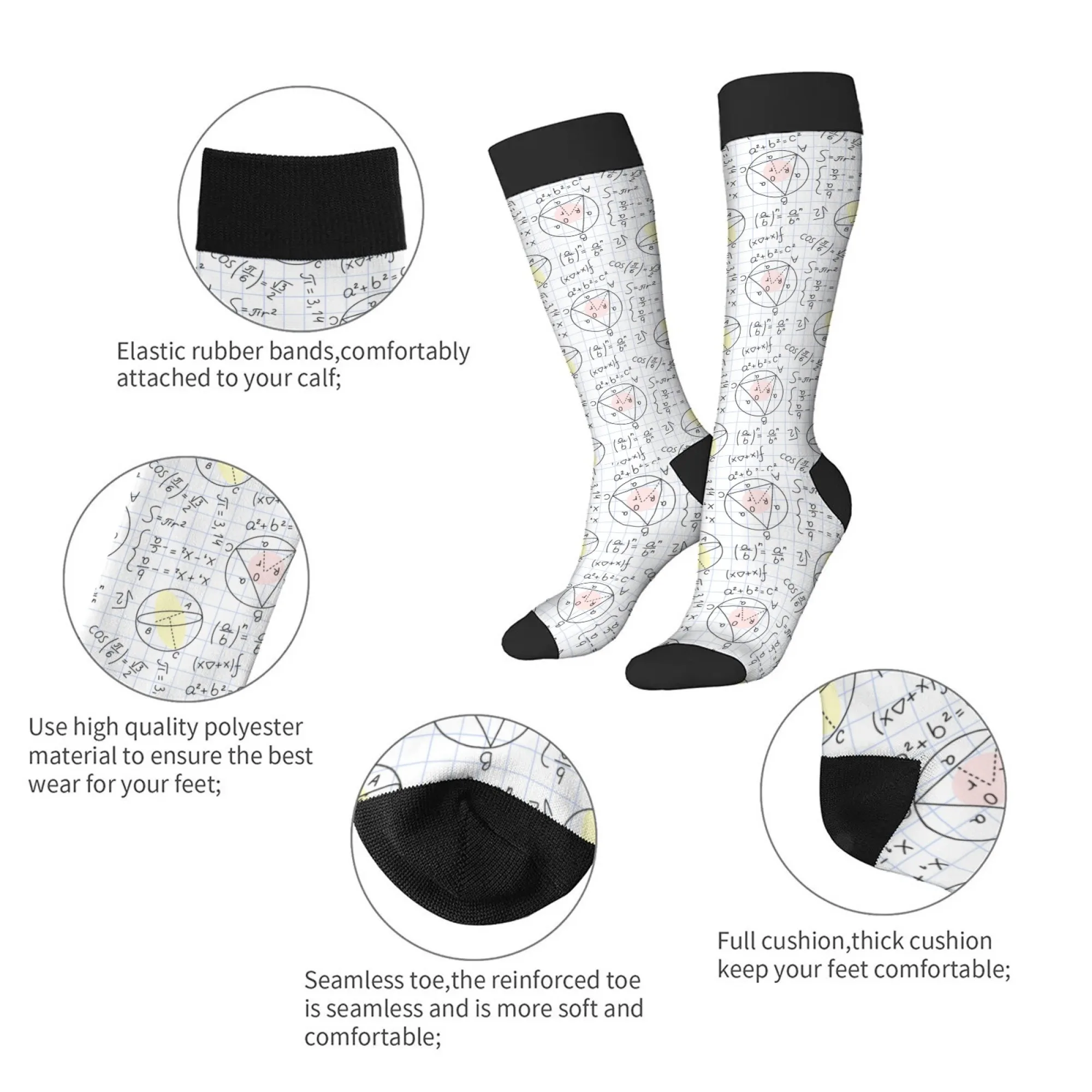 Mathematical function formula socks novel funny happy compression socks comfortable warm leisure sports stockings unisex gift
