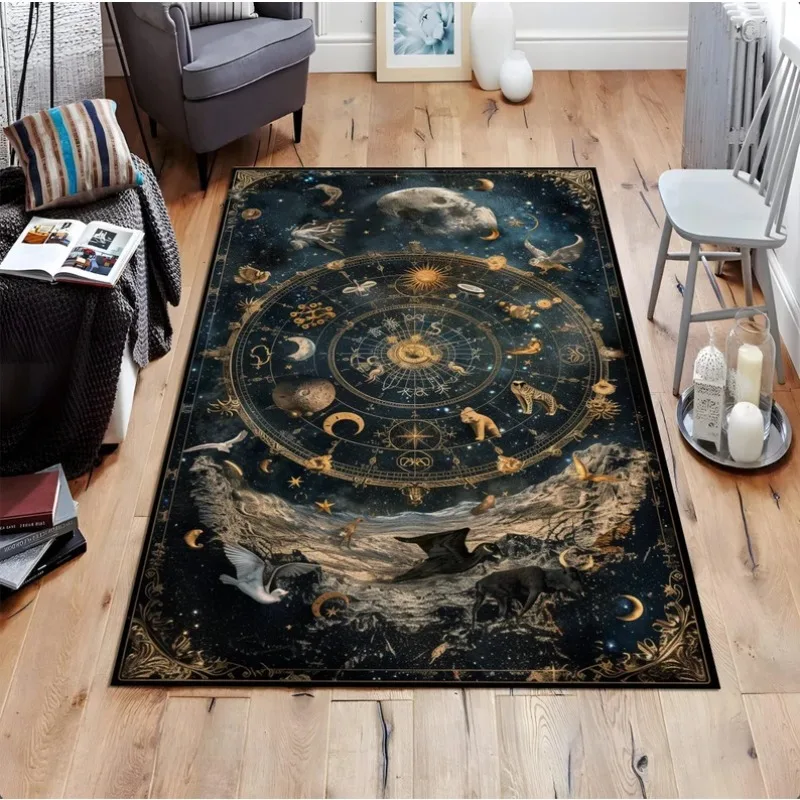 Astrology Design Tarot Carpet Rug for Bedroom Living Room Home Sofa Decoration Zodiac Celestial Rug for Astronomy Enthusiasts