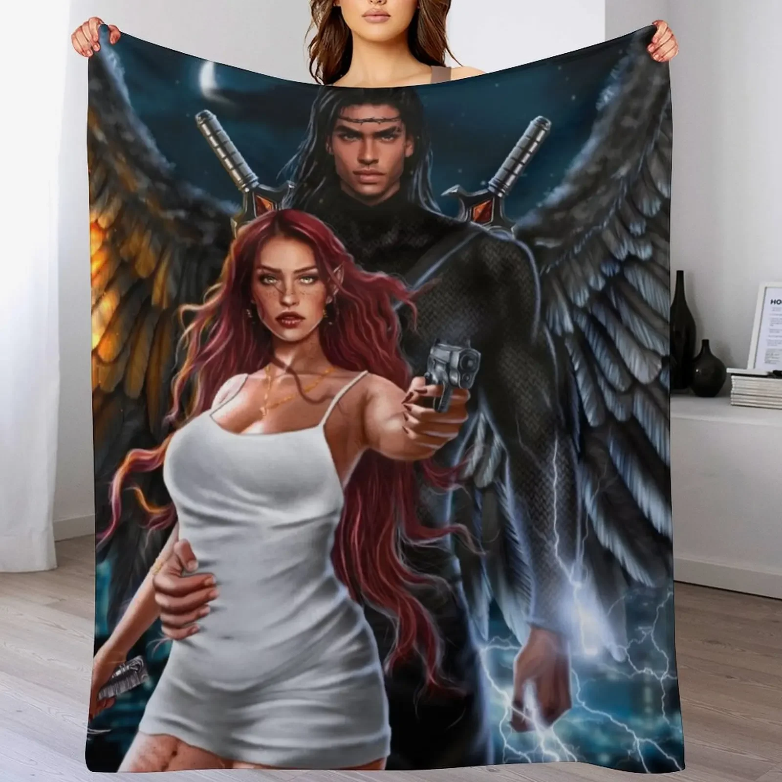 

Bryce Quinlan, Hunt Athalar and Lehabah from Crescent City Throw Blanket Foldable Soft Warm Blanket for Outdoor Use