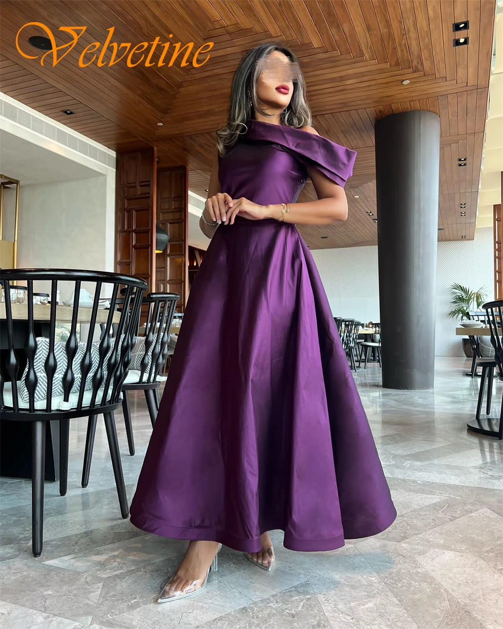 Customized Simple Satin Short Sleeves Evening Dress Exquisite Boat Neck Prom Dresses Delicate A-Line Special Occasion Gowns