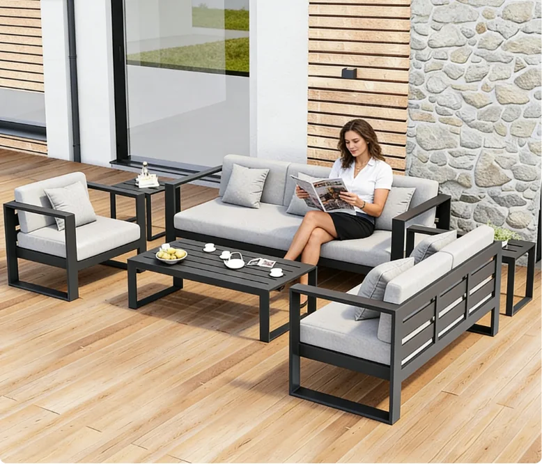 

Modern Aluminum Outdoor Sofa Set for Hotel Garden Courtyard Park Use-Durable Waterproof Villa Furniture China Factory Wholesale