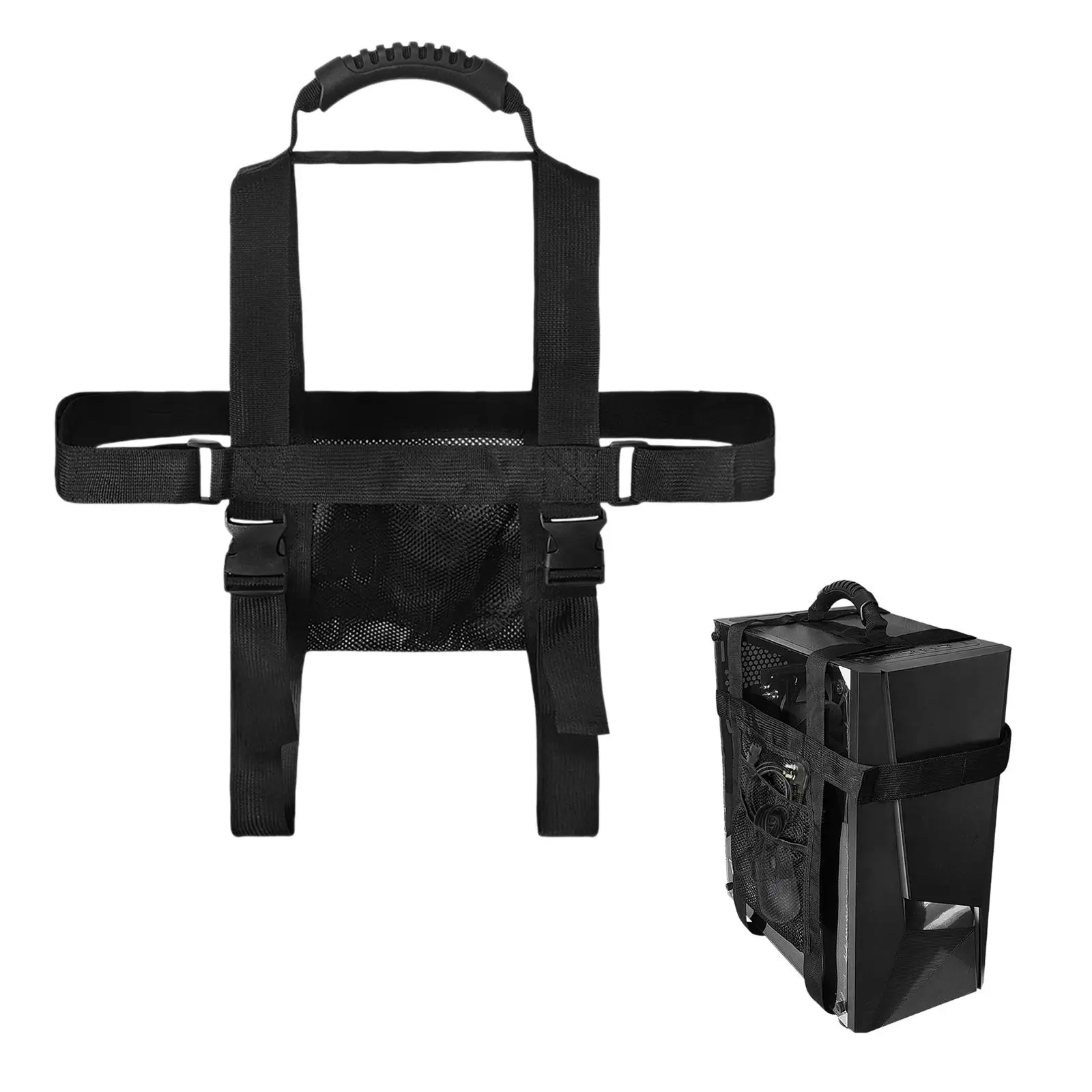 PC Tower Carrying Strap Sturdy with Pockets for Cable Computer Accessories