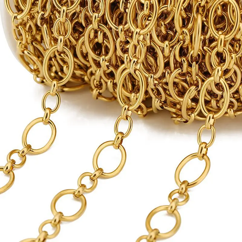 1M Stainless Steel Big Oval Cross Small Circle Link Chains Heavy Chunky Punk Chain DIY Necklace Bracelet Jewelry Making Supplies