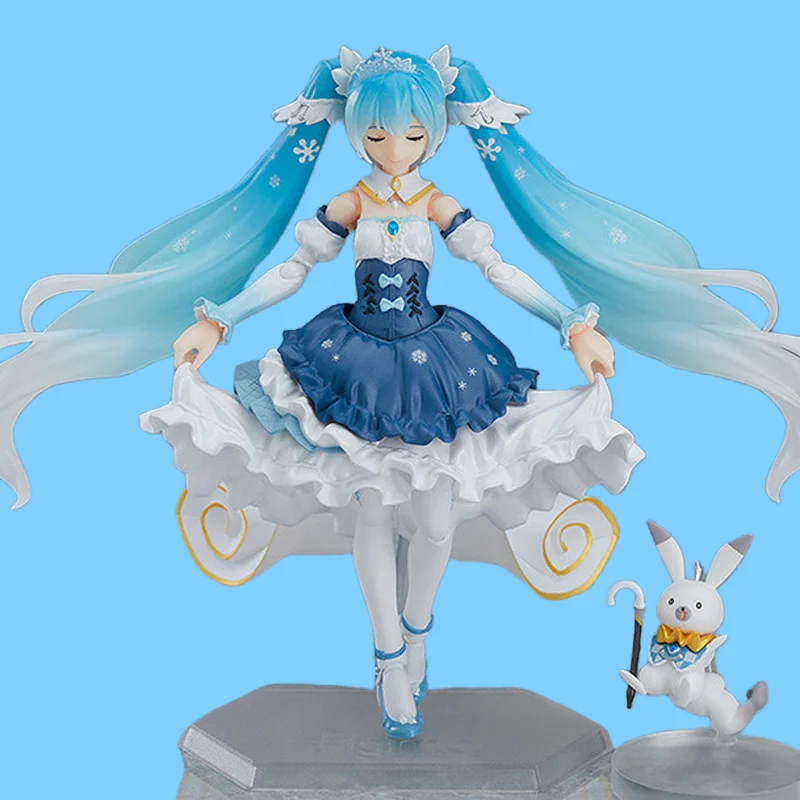 Anime Hatsune Miku Figure 054 Snow Hatsune Replace Face 10th Model Toy Gift Collection Action Figure  Cute Girl Pvc Decoratio