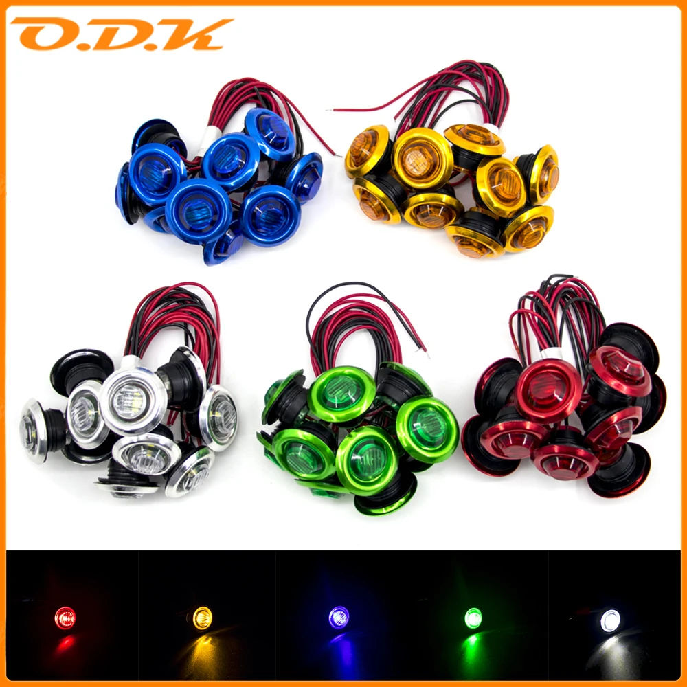 

10x 12V 24V Round Iron Ring LED Side Marker Light Turn Signal Clearance Indicator Lamp Truck Trailer Lorry Amber Red White