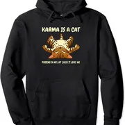 Polarshe Karma Is Een Kat Die Spint In Mijn Schoot Grappige Kat Cadeau Unisex Capuchon Sweatshirt