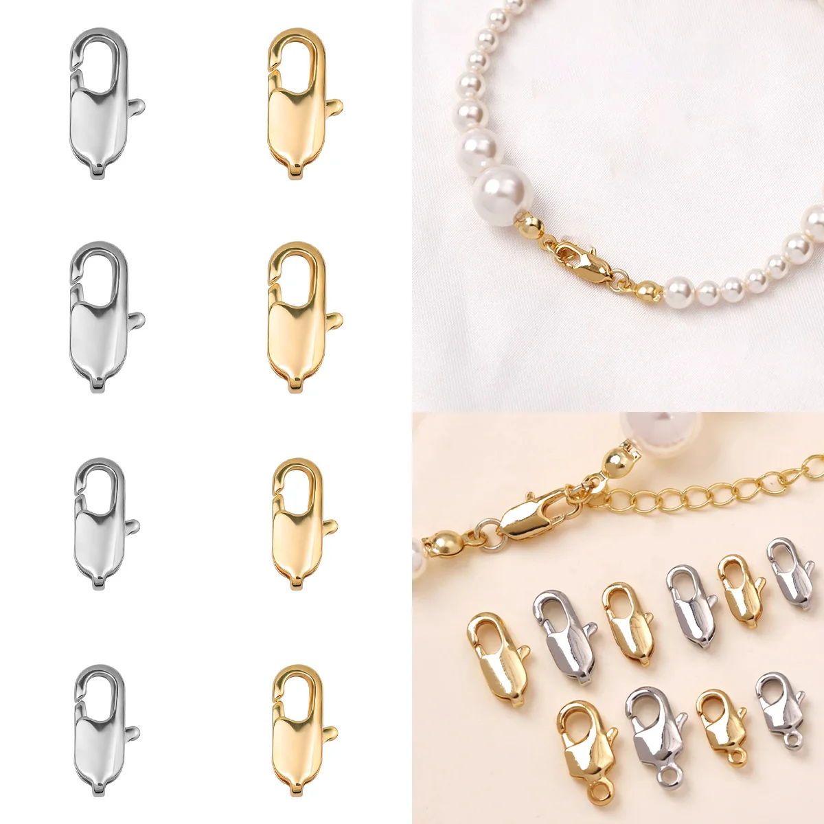 2-10pcs 10/12mm Copper Golden White k color Lobster clasp For Jewelry Bracelet Necklace Keychain Eardrop Accessories Making DIY