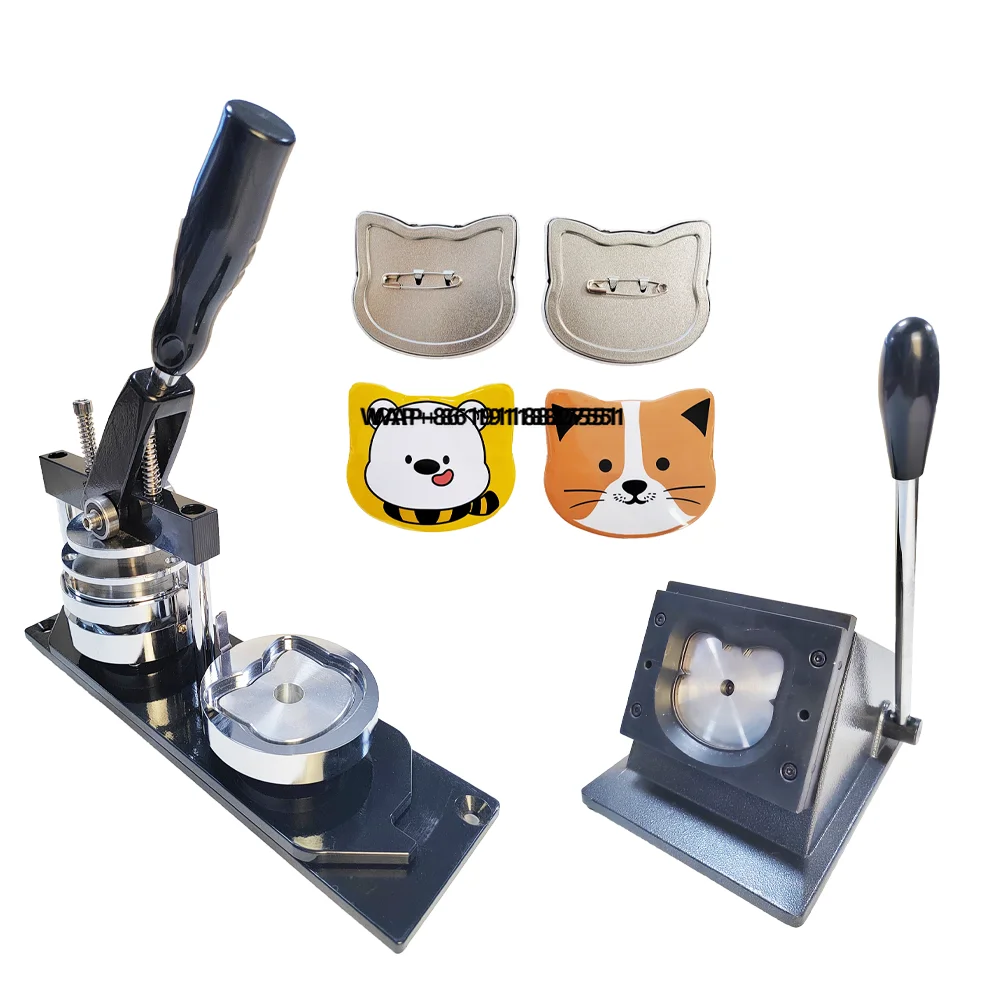 Cat Head Shape Manual Button Making Machines Kit with Cutter and 100pcs Pin Consumables Magnet Making Machine