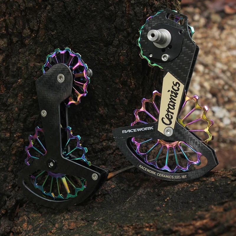

RACEWORK Road Bike Rear Derailleur Carbon Fiber Ceramic Bearings 13-18T Pulley Guide For SHIMANO:R7000 R8000/8050/9100