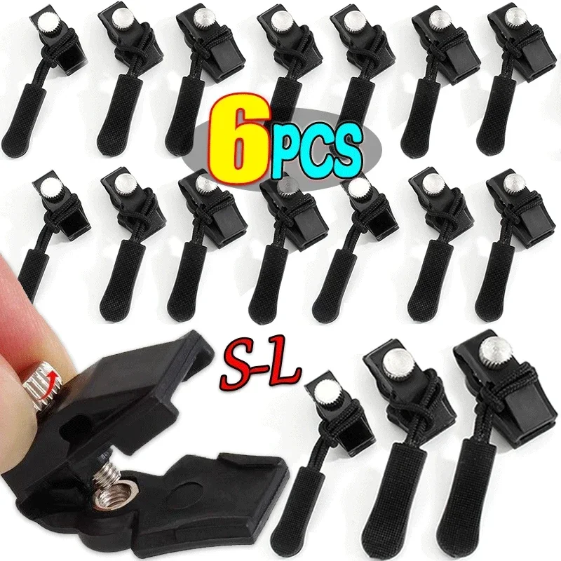 1/6pcs Detachable Zipper Repair Kit Universal Instant Zipper Repair Replacement Sliding Teeth Rescue Zipper Head 3 Sizes