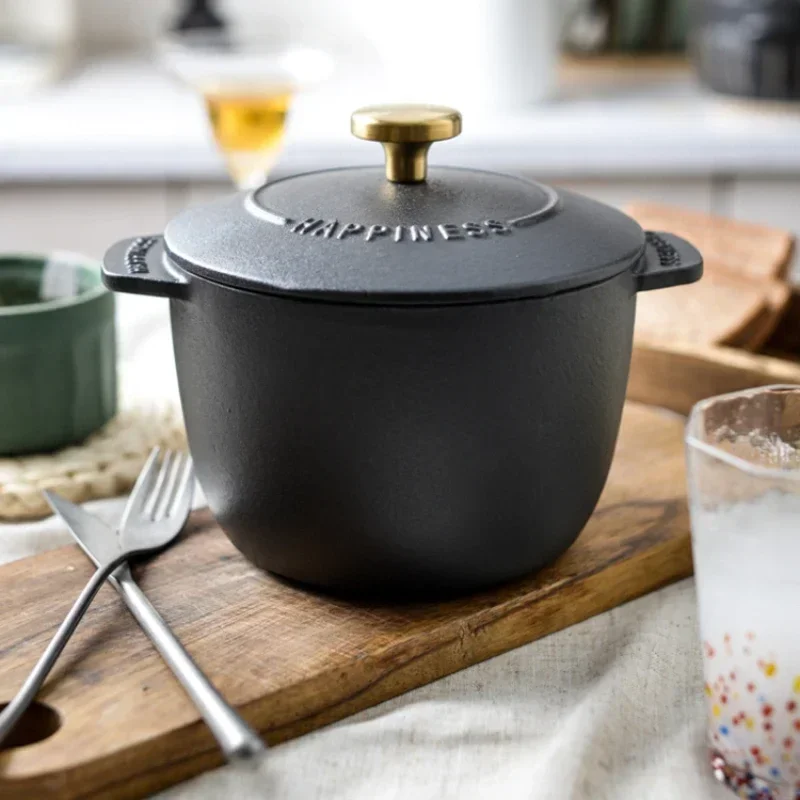 Wear-Resistant Kitchen Cooking Pot, Rust-Resistant Cast Iron Wok, Micro Pressure Cookware, Durable Cooking Solution