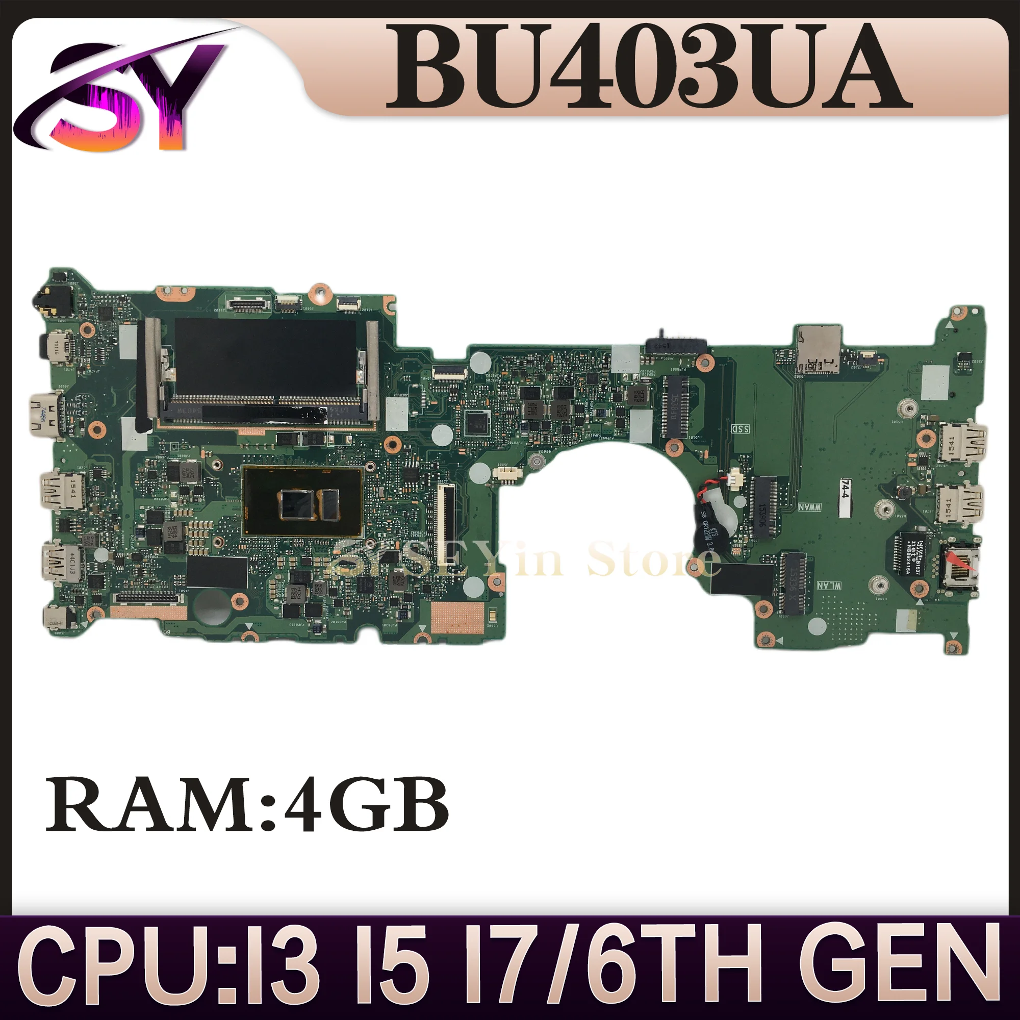 

BU403UA Notebook Mainboard For ASUS ASUSPRO B8430UA P5430UA BU403U PU403UA Laptop Motherboard 4GB-RAM I7 I5 I3 6th Gen