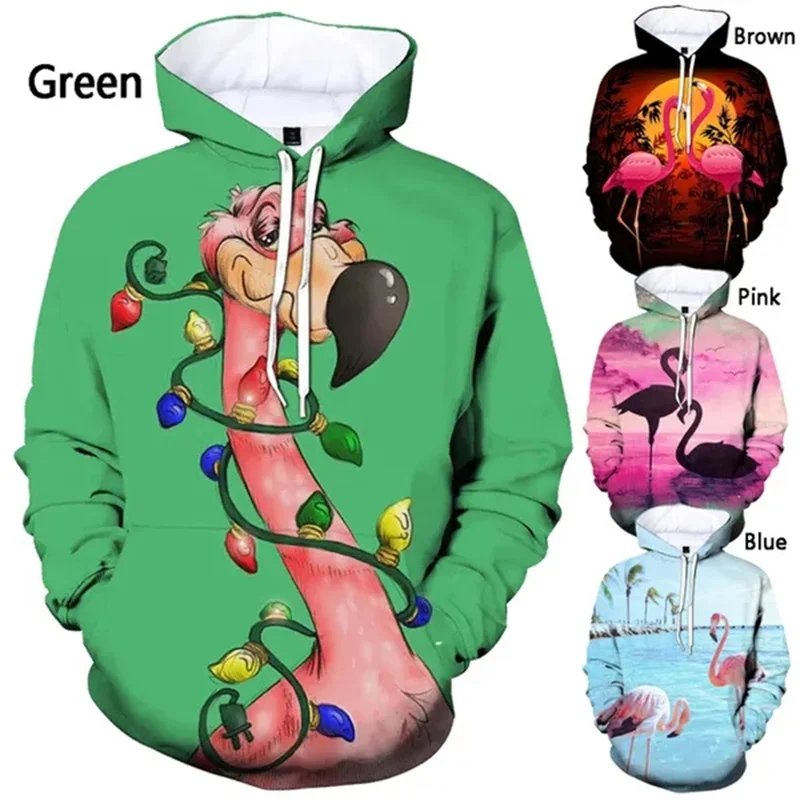 

3D Flamingo Printing Hoodies For Men Funny Hooded Sweatshirts Children Cute Fahsion Hoodie Women Y2k Pullovers Unisex Clothing