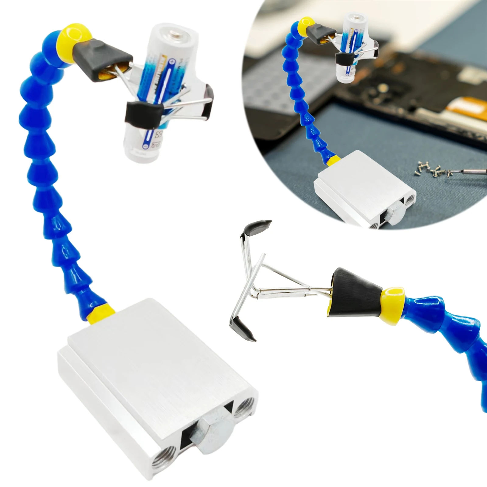 1/4In Thread Bench Vise Table Clamp 360-Degree Rotation Flexible Arms Soldering Tool Anti-Slip for Clamping Cylindrical Objects