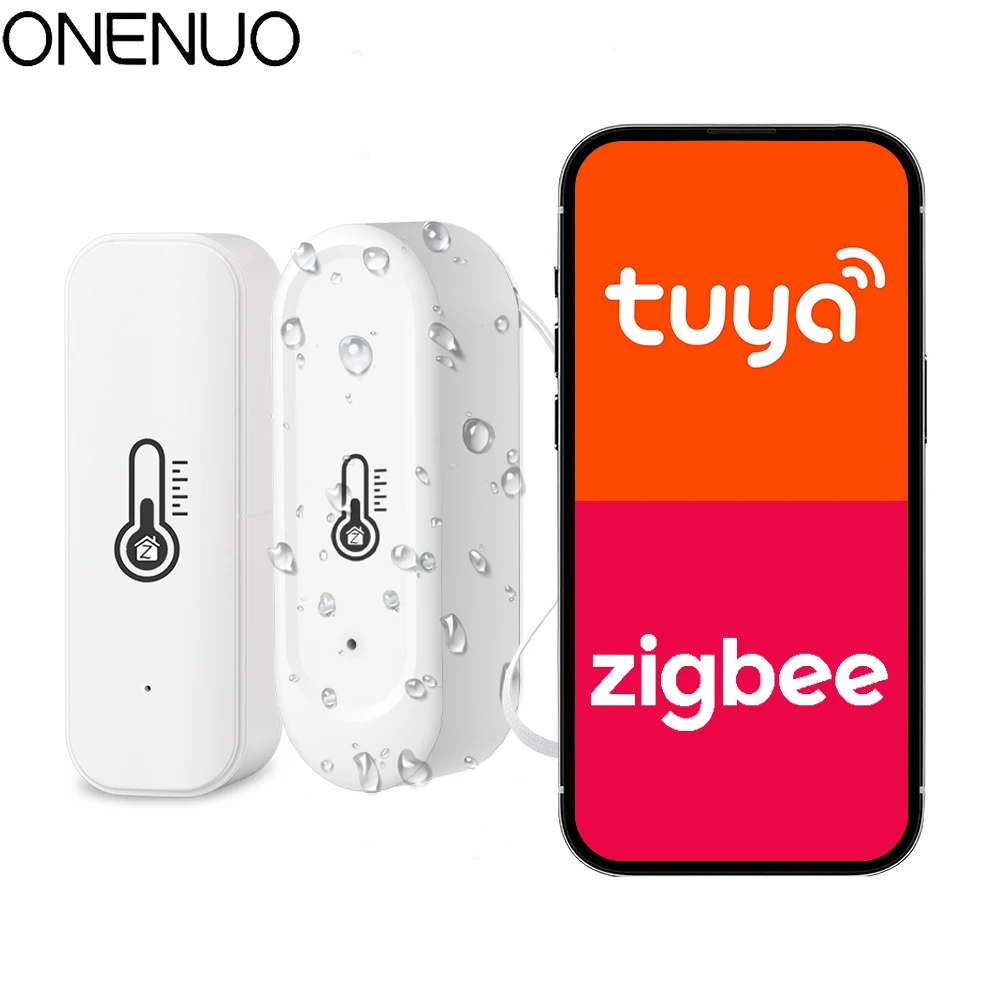 Tuya ZIgbee داخلي أو IP65 مقاوم للماء مستشعر درجة الحرارة والرطوبة في الهواء الطلق مقياس حرارة منزلي متوافق مع Alexa Google Home Voic