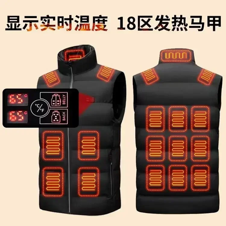 Vest aquecido para homens e mulheres, algodão elétrico, aquecimento USB, jaqueta, sem mangas, quente, pesca, caça, ciclismo, inverno, área 8