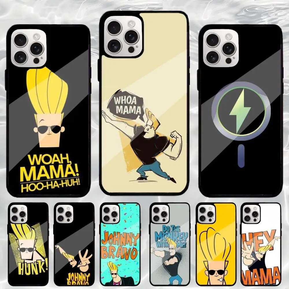 

J-Johnny Bravo Phone Case For iPhone17,16,15,14,13,12,11 Plus,Pro Max Magnetic Magsafe Wireless Charging