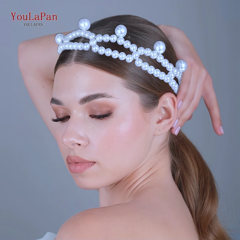 

TOPQUEEN Wedding Bridal Headband Elegant Headpiece Pearl Bride Hair Accessories Women Hair Band Jewelry Party Hairwear HP885