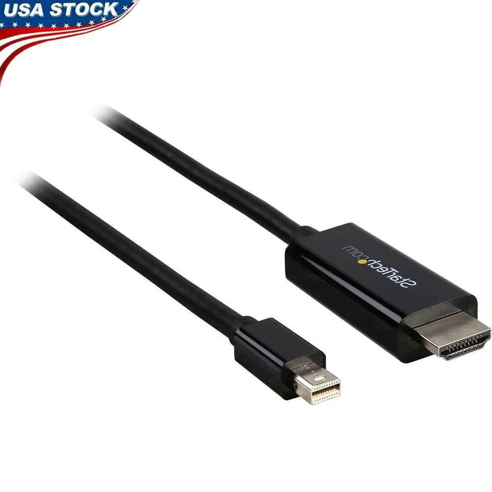 

Кабель-конвертер Mini DisplayPort в HDMI, 6-футовый адаптер Ultra HD 4K, Plug and Play, совместимый с Surface Pro MacBook Pro Air