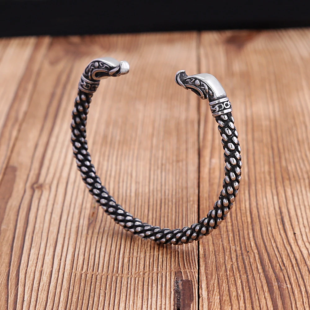 Retro Viking Snake Bracelets Punk Stainless Steel Creative Animal Bracelet for Men Women Amulet Jewelry Wholesale Accessories view 2