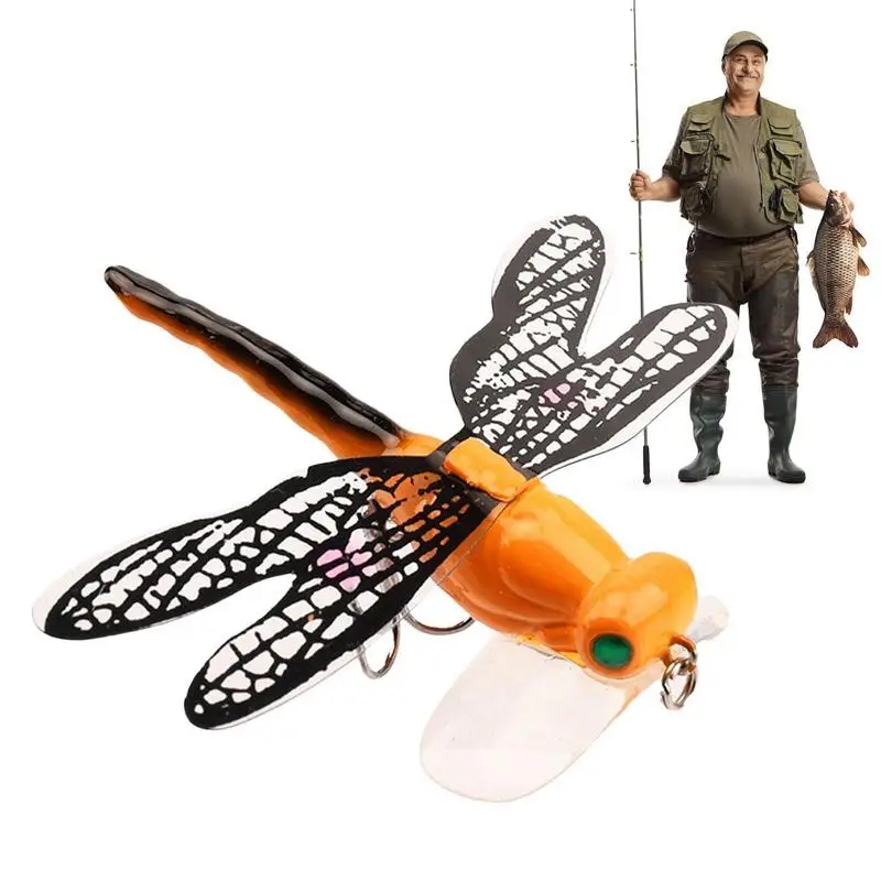 Dragonfly Baits Topwater Fishing Dragonfly Simulation Pseudo Bait With Hook Fly Fishing Fly Topwater Bait Double Skirted Wings