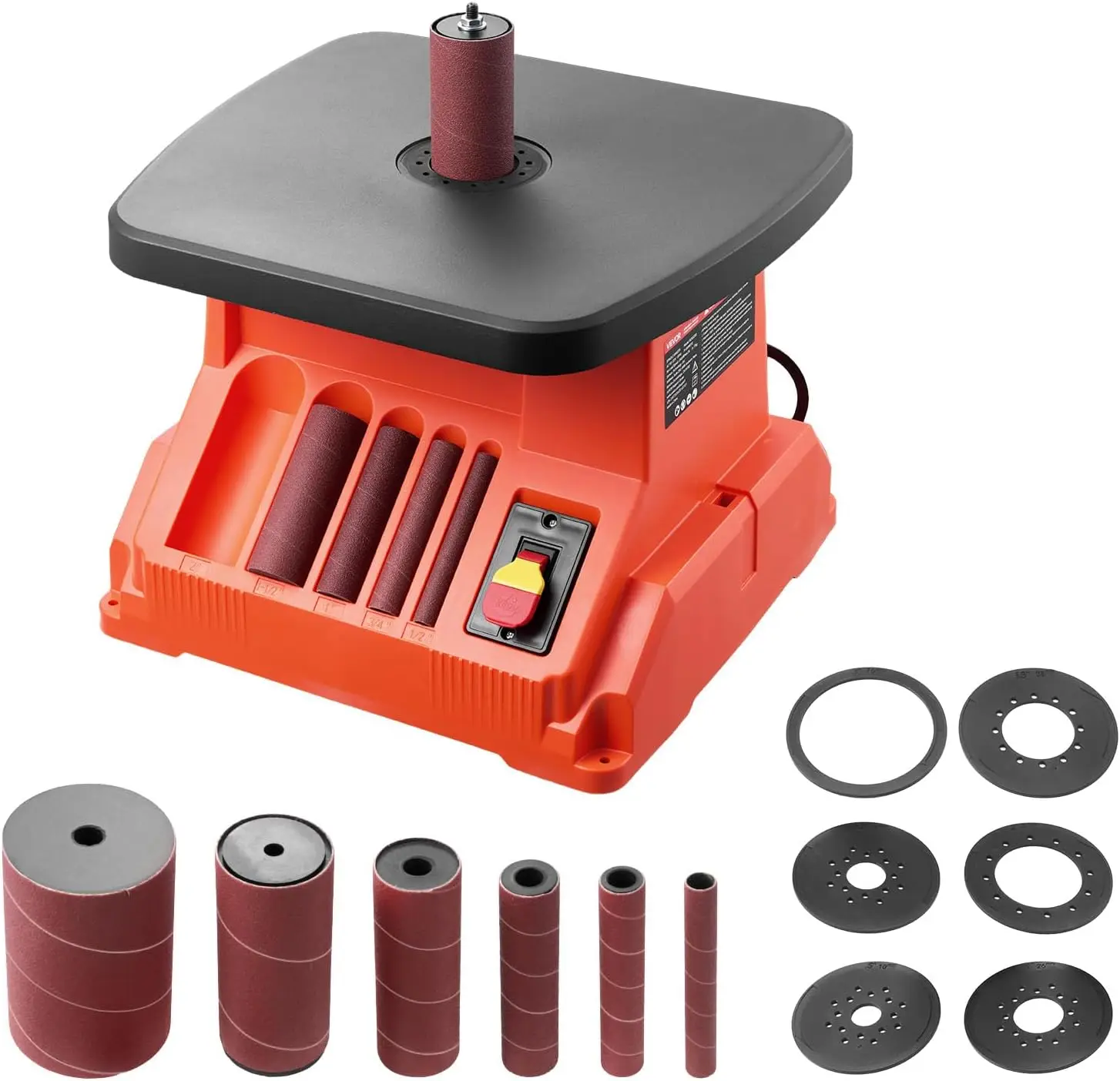 Oscillating Spindle Sander, 2400RPM Benchtop Spindle Sander with 6 Sleeves (1/2