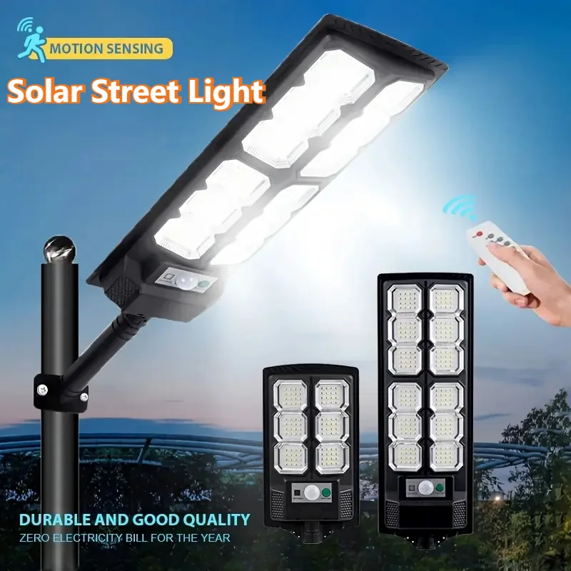 Outdoor Solar Street Light with Remote Control and Motion Sensor Solar Garden Wall Lamp for Patio Road Area Lamp Backyard