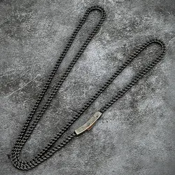 Vintage Oxidized Matte Black Stainless Steel Chain Necklace for Men Women Curb Cuban Link Chain Punk Choker Fashion Male Jewelry