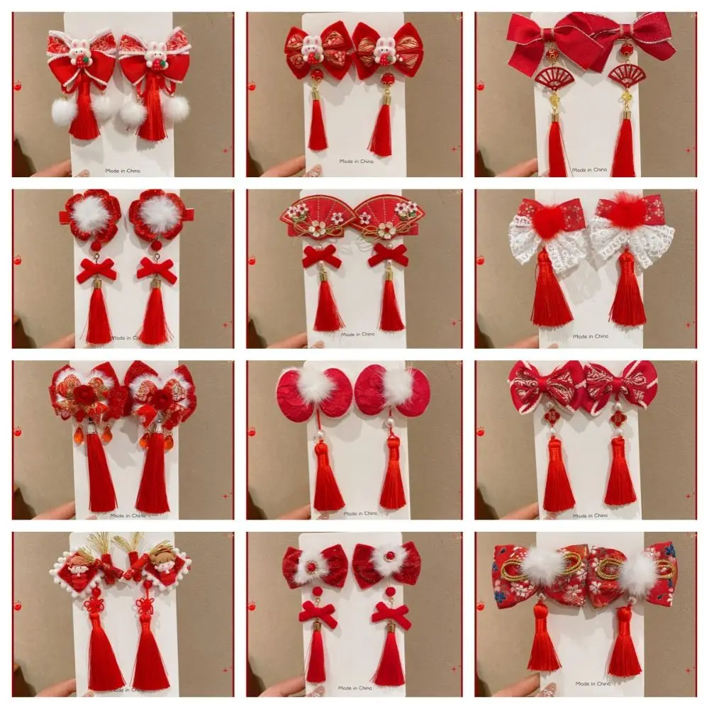 All-match borla crianças arco vermelho hairpin orelhas de gato pano hanfu varas de cabelo bowknot estilo antigo grampo de cabelo crianças