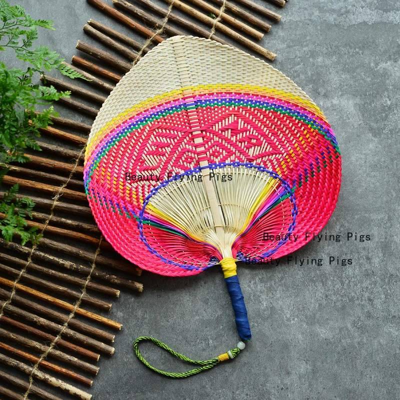 1pc Handmade Bamboo Woven Large Fan, Handheld Cooling Weaving Fan, Chinese Style Gift, Decorative Craft Fan, Home Decorations