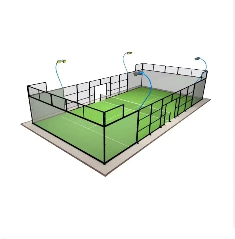 

2025 New Design Panoramic Paddle Court With High Quality PU Coated Artificial Grass For Padel Court Commercial