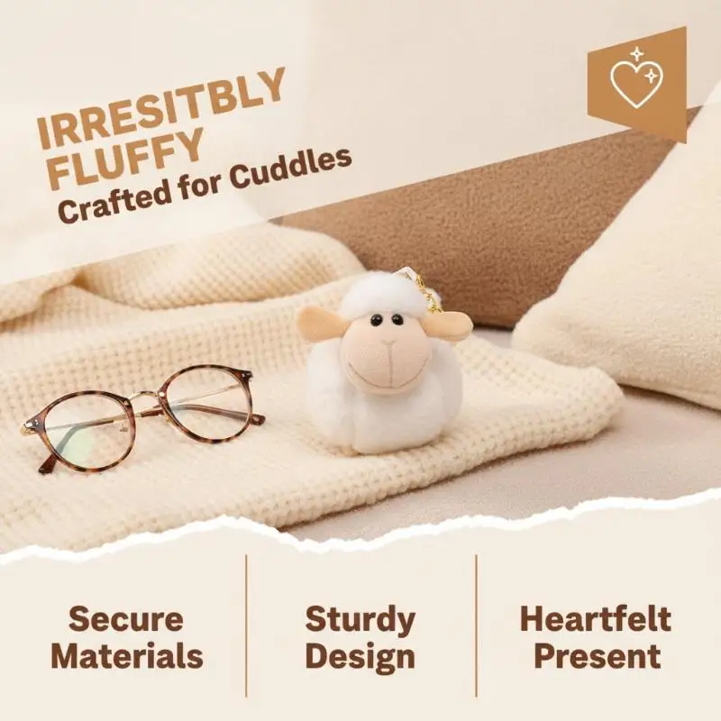 Kawaii Fluffy Sheep Plush Pendant Soft Gentle Touch Portable Backpack Decor Unique Halloween Gift for Teens Boys Girls