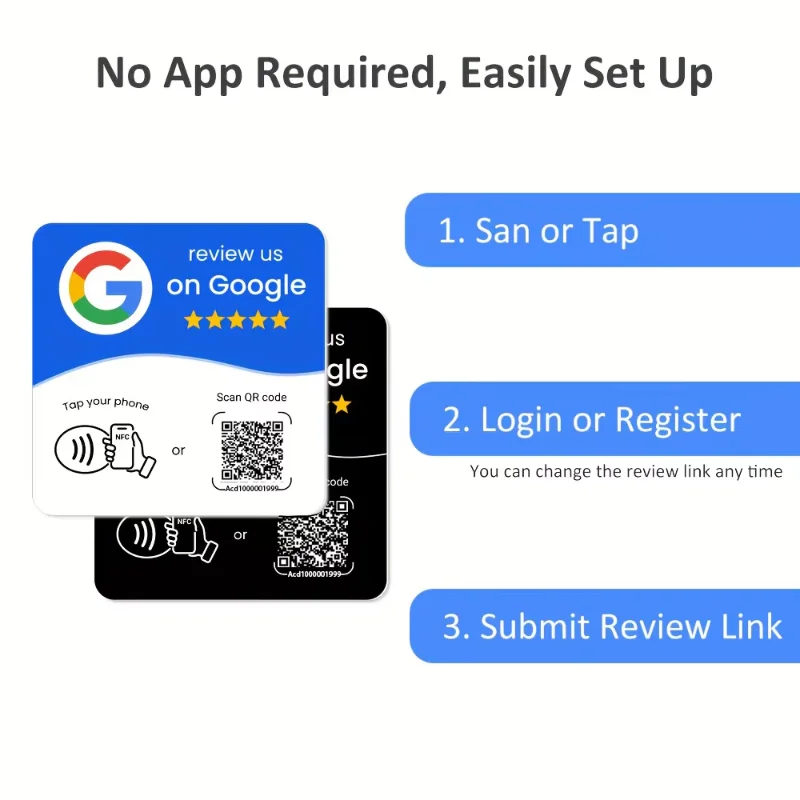 Programmable NFC 215 Square Stand Card 13.56MHz Tap Review Sign Editable Dynamic Code Plate For Google Review Display Tool