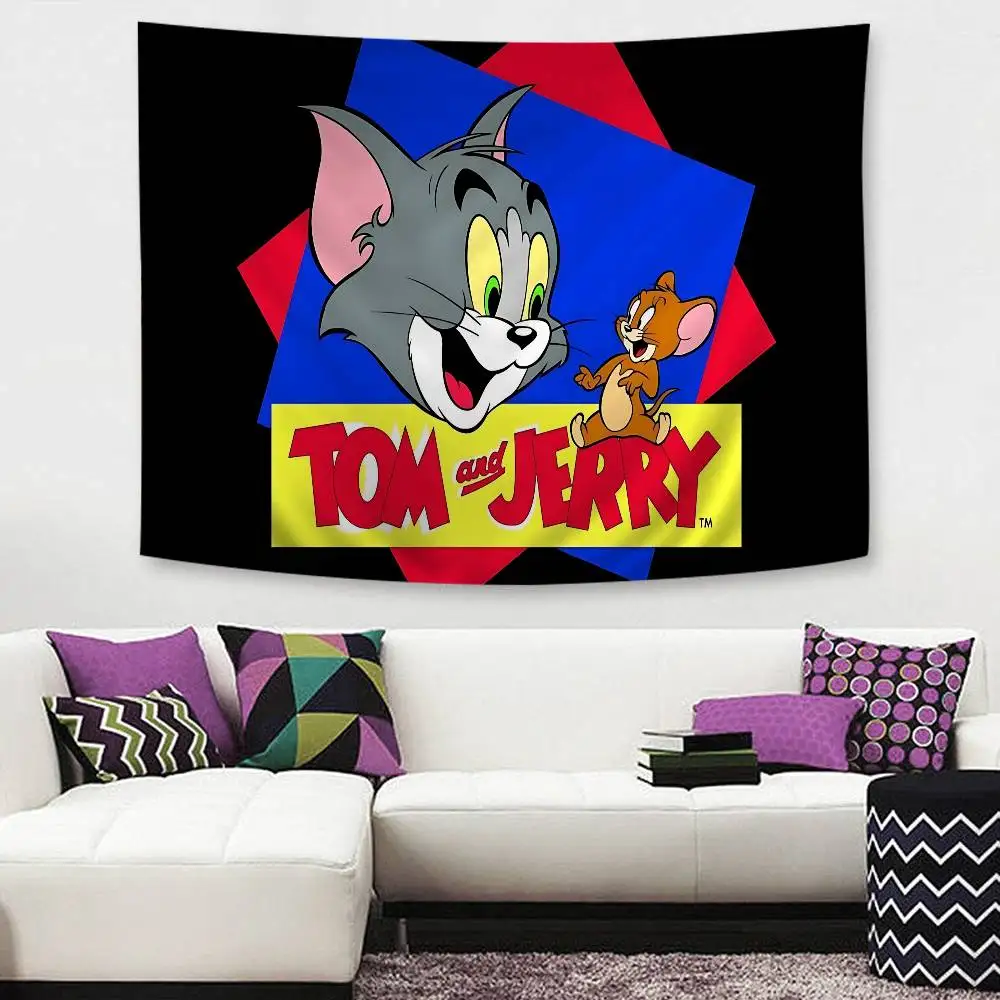 Cartoon T-Tom and J-Jerry Cartoon Tapestry Art Science Fiction Room Home Decor Wall Hanging Sheets