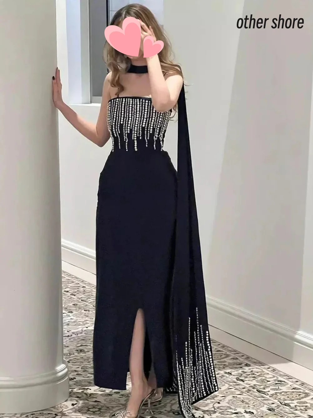 

Other Shore Elegant Vintage Sexy Navy Blue Crystal Beading Ribbon Customize Formal Occasion Prom Dress Evening Party Gowns