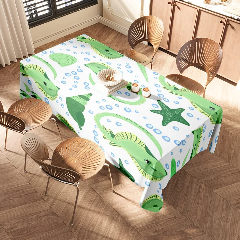 مفرش طاولة ديناصور غريب الأطوار للأطفال مجموعة مفرش طاولة مطبوع عليه عالم أخضر تحت الماء ديكور منزلي حديث لامع لغرفة الطعام أو K