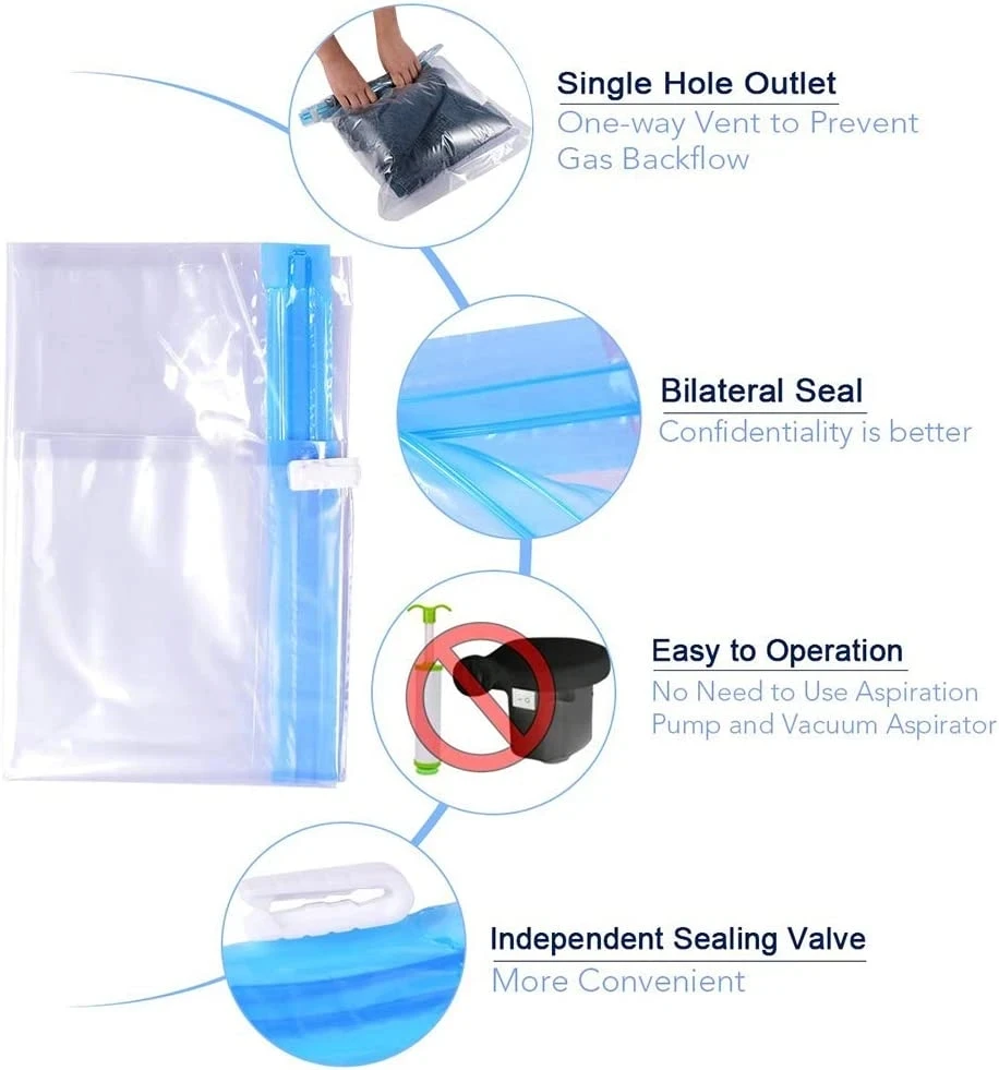 Convenient Vacuum Bag Roll-up Travel Compression Bags for Clothes Luggage Space Saver Packing Suitcases