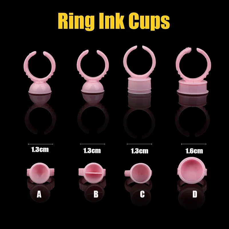 100Pcs Disposable Permanent Makeup Silicone Glue Cups Soft Nail Art Tattoo Ink Rings Holder For Microblading Eyebrow Lip Pigment