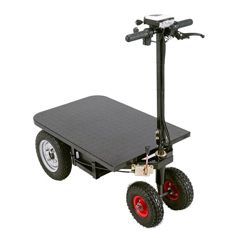 Heavy Duty Electric Platform Truck Cart Large Capacity Foldable Rideable Trolley Trucks Transport 4 Wheel Electric Trolley Cart