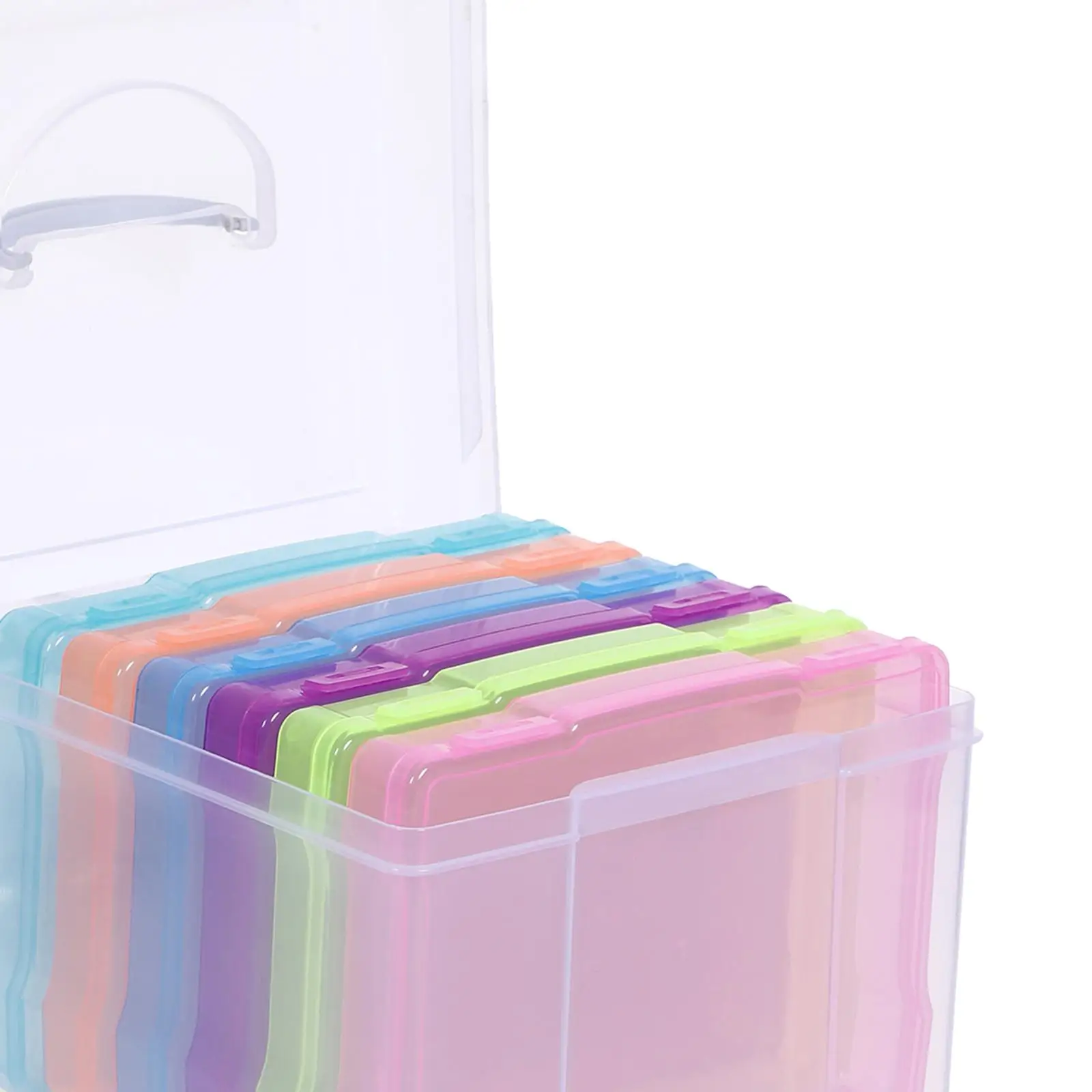 Greeting Card Photo Storage Box with 6 Removable Dividers Container Clear Storage Bin For Home Office School Envelopes Scrapbook