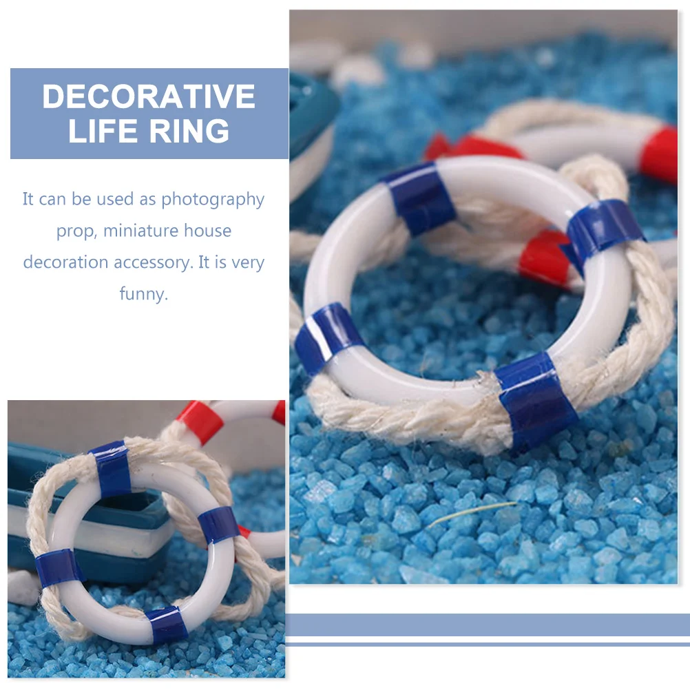 5 Pcs Fairy Gardens Ornaments Mini Life Buoy House Decorative Ring Lifebuoy Plastic Baby Floaty