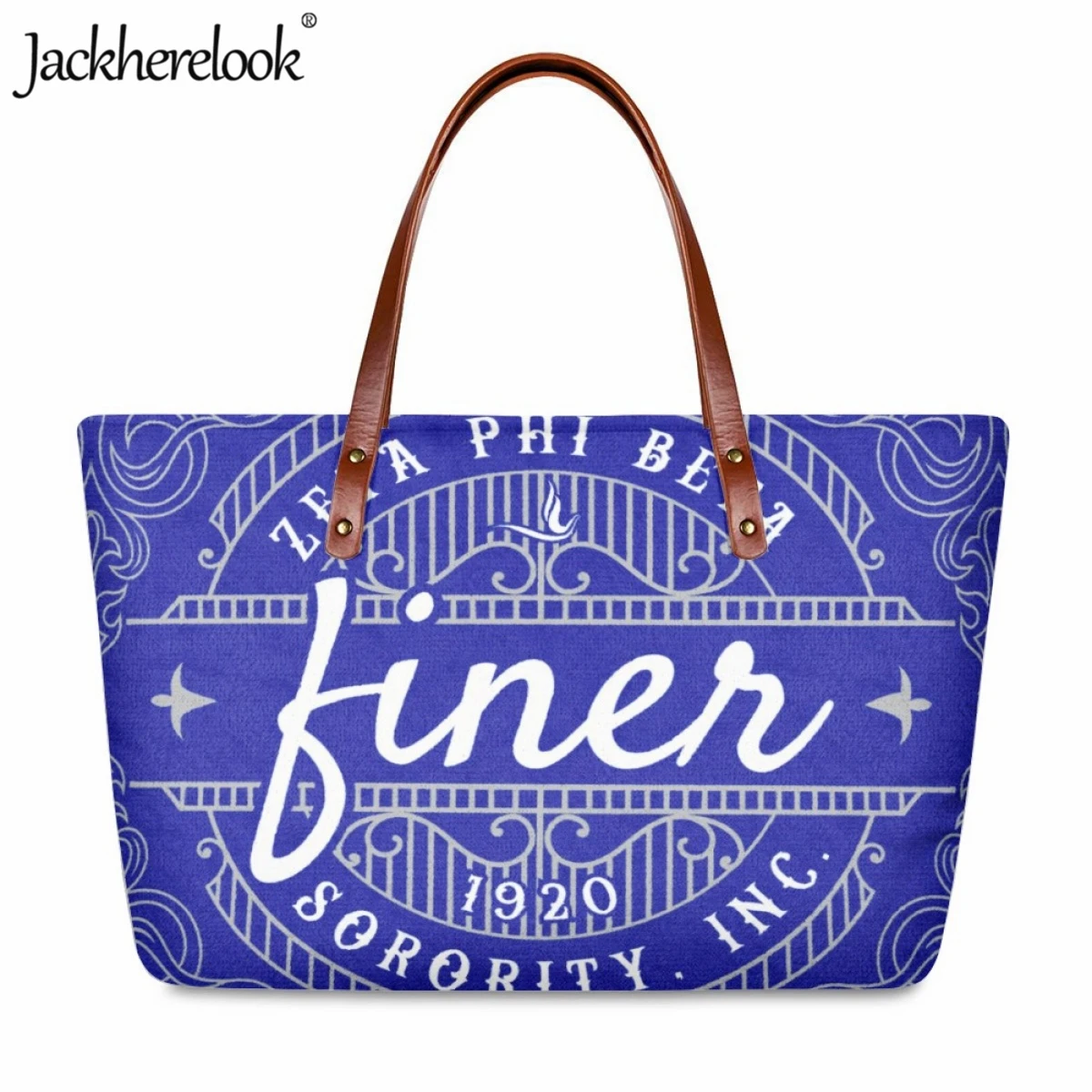 Jackherelook Fashion New Zeta Phi Beta Sorority 1920 Design Handbag for Ladies Large Capacity Shopping Shoulder Bag Travel Tote